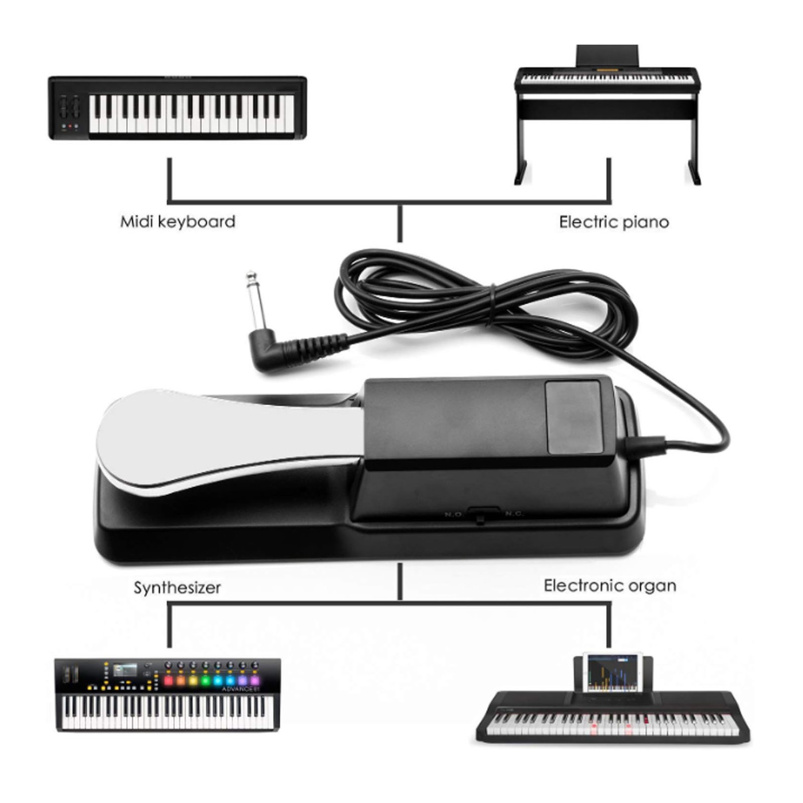 Sustain Pedale Tastiera Elettronica Accessori Pianoforte Con Polarità Per foto 3