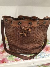 Handtasche Damen geflochten  echtes Leder cognac