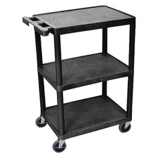 Utility Cart With Lipped Plastic Shelves, 300 Lb Load Capacity, 3 Shelves, 24