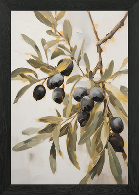 Olivenzweig botanisch gerahmtes Wandbild Poster Leinwanddruck Bild