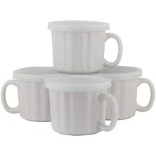 16Oz Set of 4 Soup Mug with Lid, White