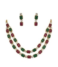 Indian Bollywood Wedding Wear Gold Plated Jewelry Choker Necklace Set Multicolor