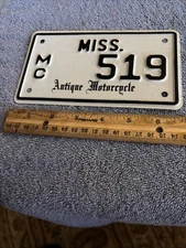 Mississippi Antique Motorcycle Plate MC 519