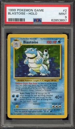 Pokemon Blastoise Base Set Unlimited Holo Rare #2 PSA 9 Mint