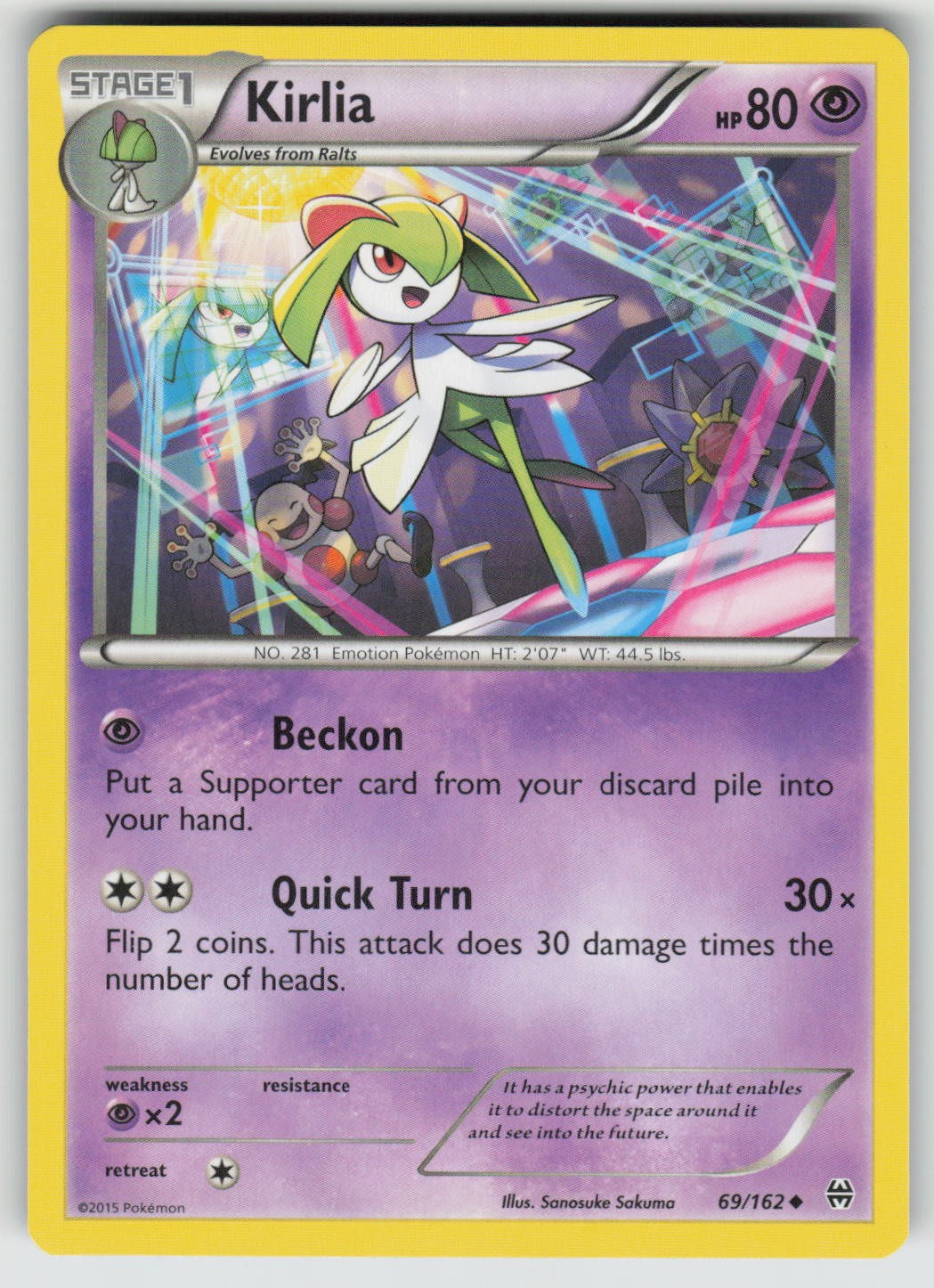 Kirlia 69/162 Uncommon BREAKthrough Pokemon Near Mint