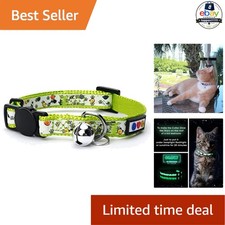 Glow in the Dark Cat Collar Adjustable Breakaway Safety Buckle Green Size One