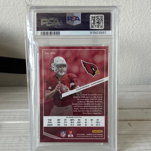 2019 Panini Donruss Elite Kyler Murray Rookie #106 /699 PSA 10 Arizona Cardinals - Picture 2 of 2