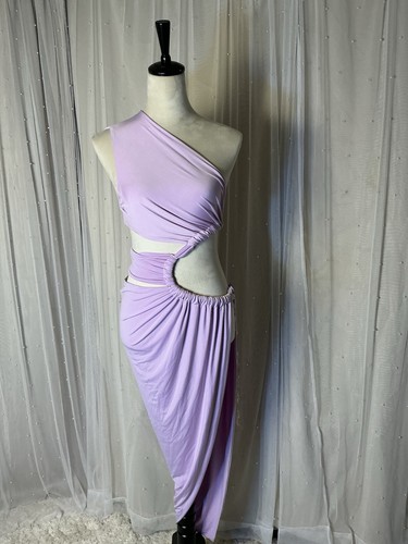 Lilac Asymmetrical Cutout Maxi Dress