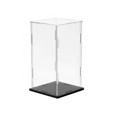 Acrylic Display Case with Black Base for Collectibles and Memorabilia, 6x6x10