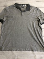 Calvin Klein Polo Shirt Mens XL Gray Stripe Liquid Touch Casual Knit Top