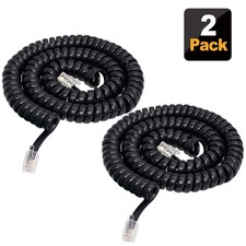 Telephone Cord Landline 2 Pack 13Ft RJ9 4P4C Plugs Black 4M Phone Cable