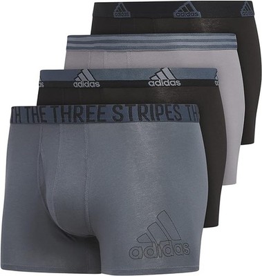 adidas Men Black/Onix Grey Stretch Cotton Trunk Underwear (4-Pack) 982061-A