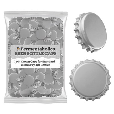 Fermentaholics Silver Beer Bottle Caps - 144