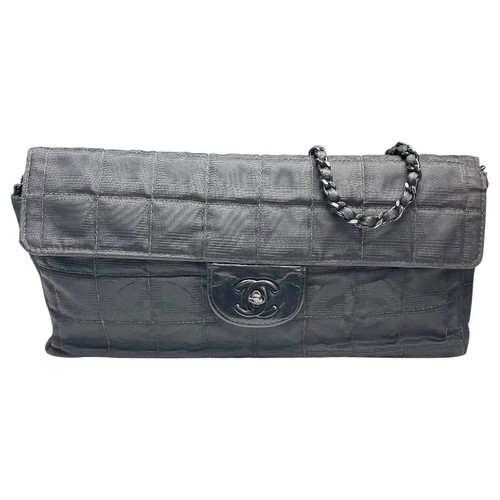 CHANEL New Travel Line Flap Bag A15316 Black Nylon Jacquard Shoulder Bag #1994