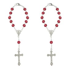 ZIMISI 2PCS Car Rosary for Rearview Mirrors, Cross for Car Mirror Hanging Red