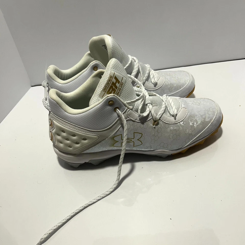 Botines de béisbol Under Armour Harper 8 Mid RM 3026592-100 para hombre 13 zapatos blancos Foto 2 de 4