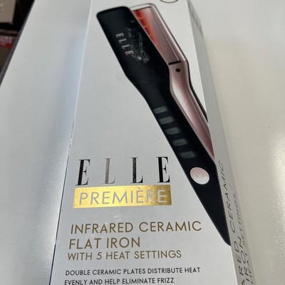 Elle Premiere Infrared Ceramic Flat Iron (EL8125-BLK) with 5 Heat Settings BNIB