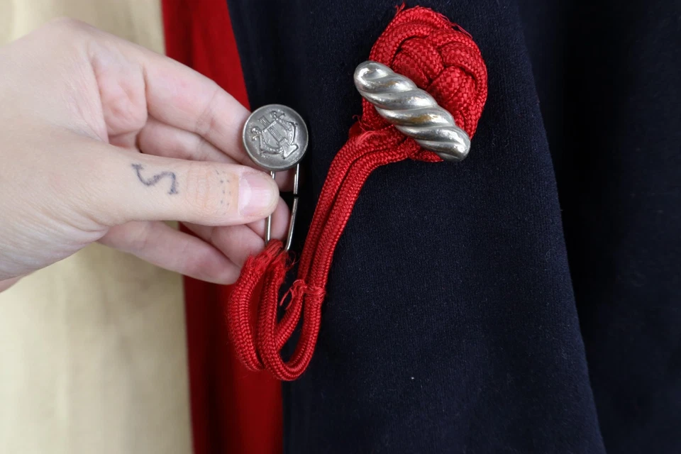 Винтажный 30-х 40-х годов состаренный тяжелый шерсти военного группы плащ медсестра плащ женщин - Изображение 4 из 4