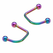 16G RAINBOW STEEL LIPPY LOOP LIP CHIN LABRET RING STUD MADUSA HOOP BODY PIERCING