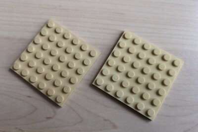 6-reihige Lego Basic-Platten in beige / Tan 6 x 6; 2 Stück (3958) (S084)