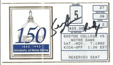 Sean Astin Autographed Rudy Filming Ticket Notre Dame Boston College 11/7/1992