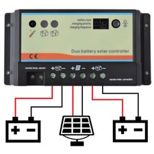 DUAL BATTERY SOLAR CHARGE CONTROLLER 20a 20 amp REGULATOR MOTORHOME CAMPER t4 t5