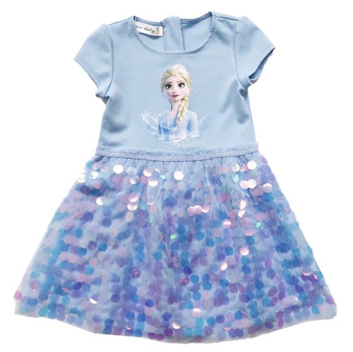 Elsa Dress Sequin Pink Blue Party Everyday Formal Dress for Kids 1-8 Years Old - Picture 20 of 22