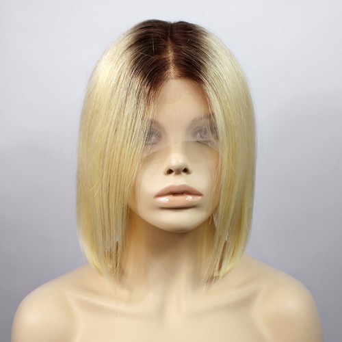 Remy Human12" Bob Blonde,Pink,Silver,Brown Hair Lace Front Hair Wigs - Picture 41 of 56