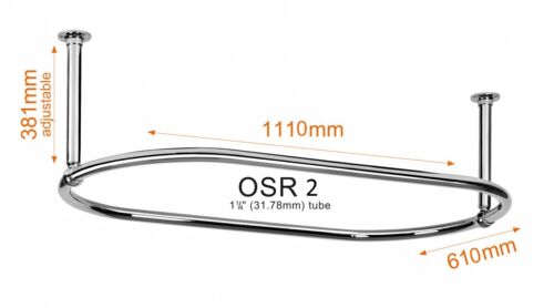 Oval Shower Curtain Rail with End Ceiling Fix Polished Chrome finish - Picture 2 of 4