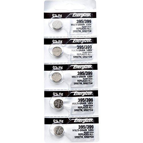 5 x Energizer 395 Watch Batteries, 1.55V, equivalent SR927W, 399