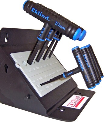 Eklind T Handle Hex Wrench Set 64611 10pc Metric 2-10mm 6'' Arm T-Handle w Stand