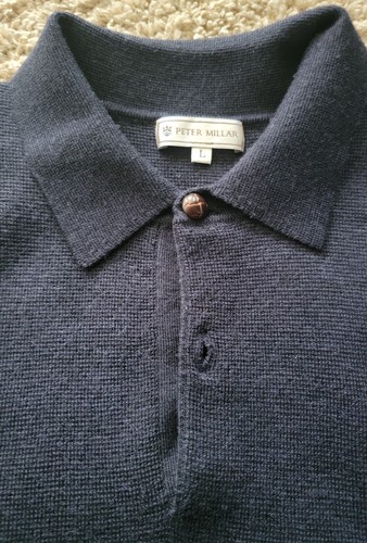 Peter Millar Men's Pullover Sz.L Blue Sweater 1/4 Mock Neck Long Sleeve - Picture 3 of 20