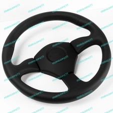 355mm Leather 3 Deep Dish Steering Wheel Black Stitch For Omp Momo Nismo Nissan