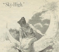 Chicago 1897 - Crescent Bicycles Ad-Western Wheel Works-Woman Sitting On Moon