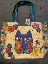 Laurel Burch Bag LG Beach Travel Tote Cat Feline Sun n' Sand RARE VTG Retired 