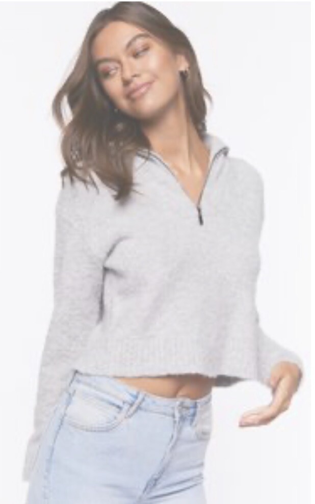 FOREVER 21 Back Zip Marled Knit Sweater Black White Grey Large L BNWT