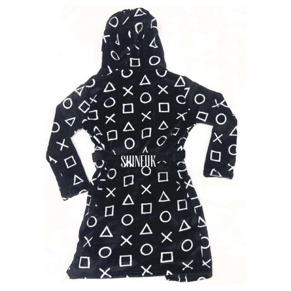 PlayStation gaming Boys/Kids fleece Soft Black Hooded Dressing Gown Bathrobe NEW - Image 3 of 4