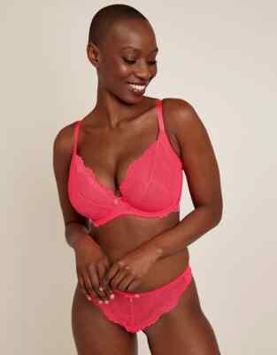 Gossard Superboost Lace Non-Padded Plunge Bra, 38G US, Diva Pink Color, New