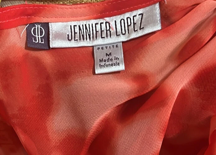 Jennifer Lopez - Orange Chiffon Top Sz M - Image 3 of 4