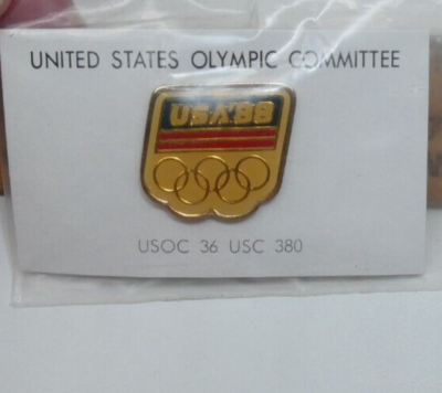 VINTAGE USA '88 OLYMPIC PIN GOLD TONE USOC 36 USC 380 HAT PIN