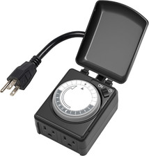 24hr Heavy Duty Mechanical Timer,Outlet Timer -15min Intervals,Waterproof Outlet
