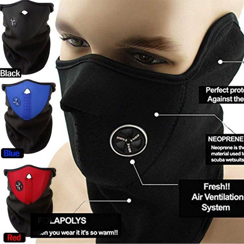 Winter Warmer Skiing Half Face Mack Thermal Fleece Balaclava Neoprene Neck Scarf - Picture 3 of 15