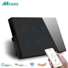 Wifi Smart Touch Light Wall Switch Glass Panel 8Gang 147*86mm Tuya App Remote