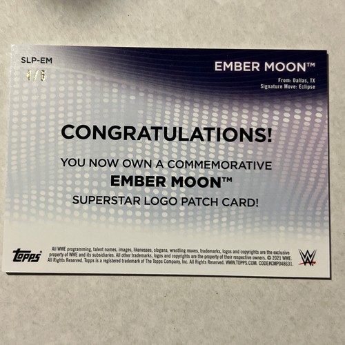 2021 Topps Superstar Logo Patch Black 4/5 EMBER MOON Women's Division SLP-EM - Picture 2 of 3