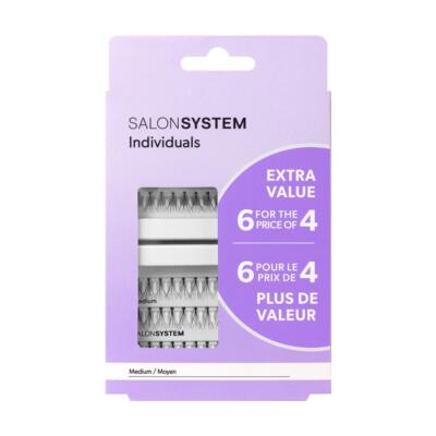 Salon System Naturalash Einzelwimpern Eye Lashes Schwarz 6 für 4 MEDIUM