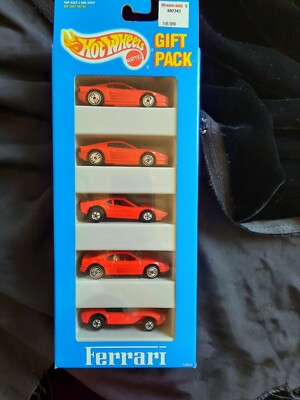 Hot Wheels ミニカーセット 5台セット Hot Wheels Vintage 1993 Ferrari Gift Pack-All Red 5 Car Set