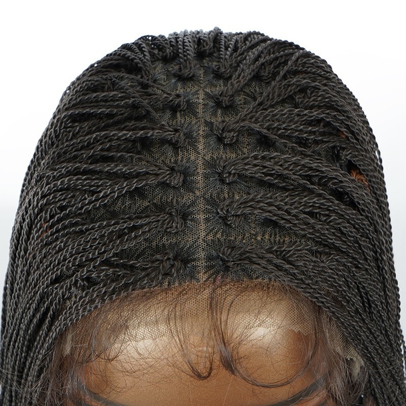 26" Micro Braids Lace Front Wig for Black Women Twist Braided Wig with Baby Hair - Picture 4 of 7