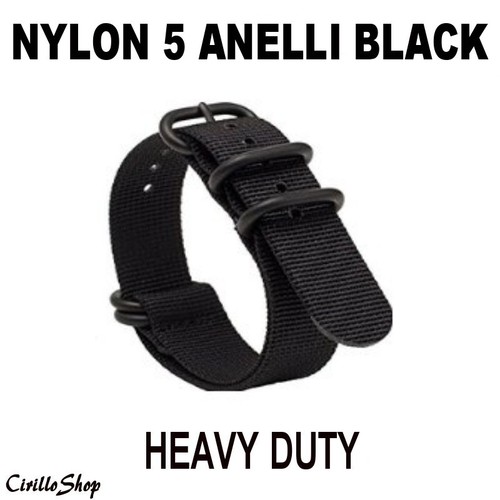 Bracelet NATO En Nylon Noir Résistant Pour Montre - Largeurs 18mm, 20mm, 22mm, 24mm, Neuf Avec étiquettes