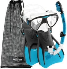 Phantom Aquatics Adult Speed Sport Mask Fin Snorkel Set AQUA SIZE SMALL