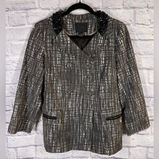 J.Crew Collection Black Gray Contessa Embellished Collar Tweed Blazer Size 8